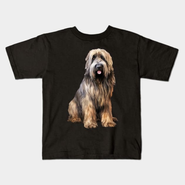 Briard Kids T-Shirt by DavidBriotArt